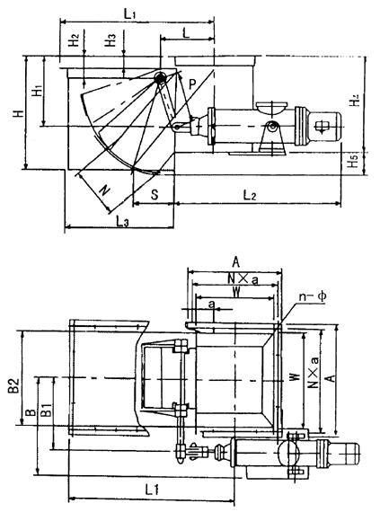 電液動扇形閘門是根據建材行業的特殊需要，用作水泥熟料庫底除塵設備的理想卸料裝置。